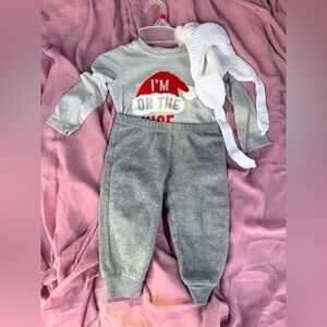 Kids Gray Holiday Matching Set with Red Accent - Unbranded